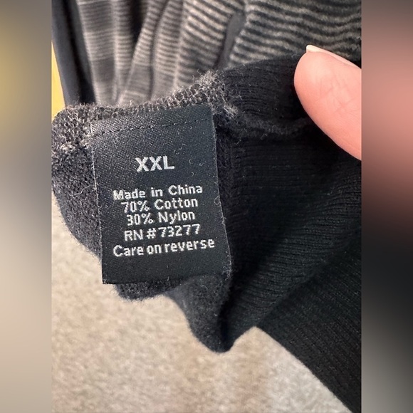 Apt 9 Zip Up Striped Black/Gray Lightweight Cardigan Sweater W/Pockets Size XXL - Picture 6 of 9